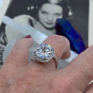 Rhodium Brass High Grade Cubic Zirconia Ring Sizes 9 & 10